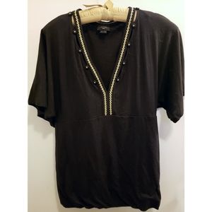 Anthro Deletta embroidered cutout top, Medium